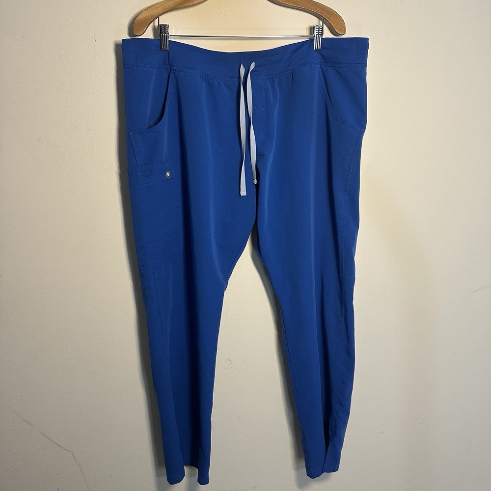 FIGS‎ Livingston Basic Scrub Pants Royal Blue Size XXL Split Hem Embroidered